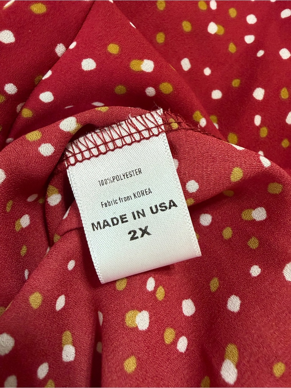 Olivia Grey Red Polka Dot V-Neck Blouse - Picture 5 of 6